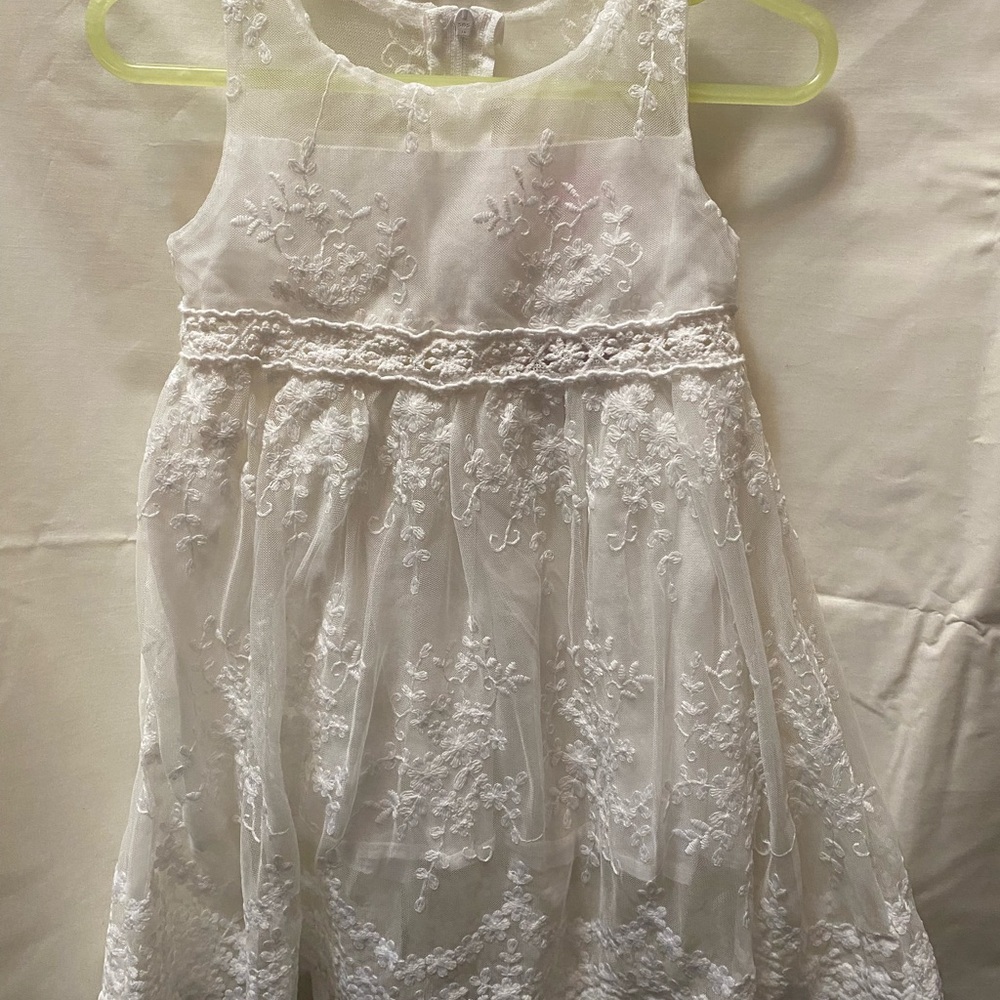Toddler Girls Size 2 T Popatu Sleeveless Patterned Lace/Mesh Fit-And-Flare